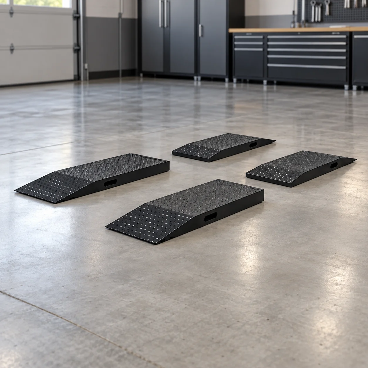 Auffahrplatten 4er Set für Hebebühne San Francisco Plus 2.0, 1300 mm – Werkstattansicht